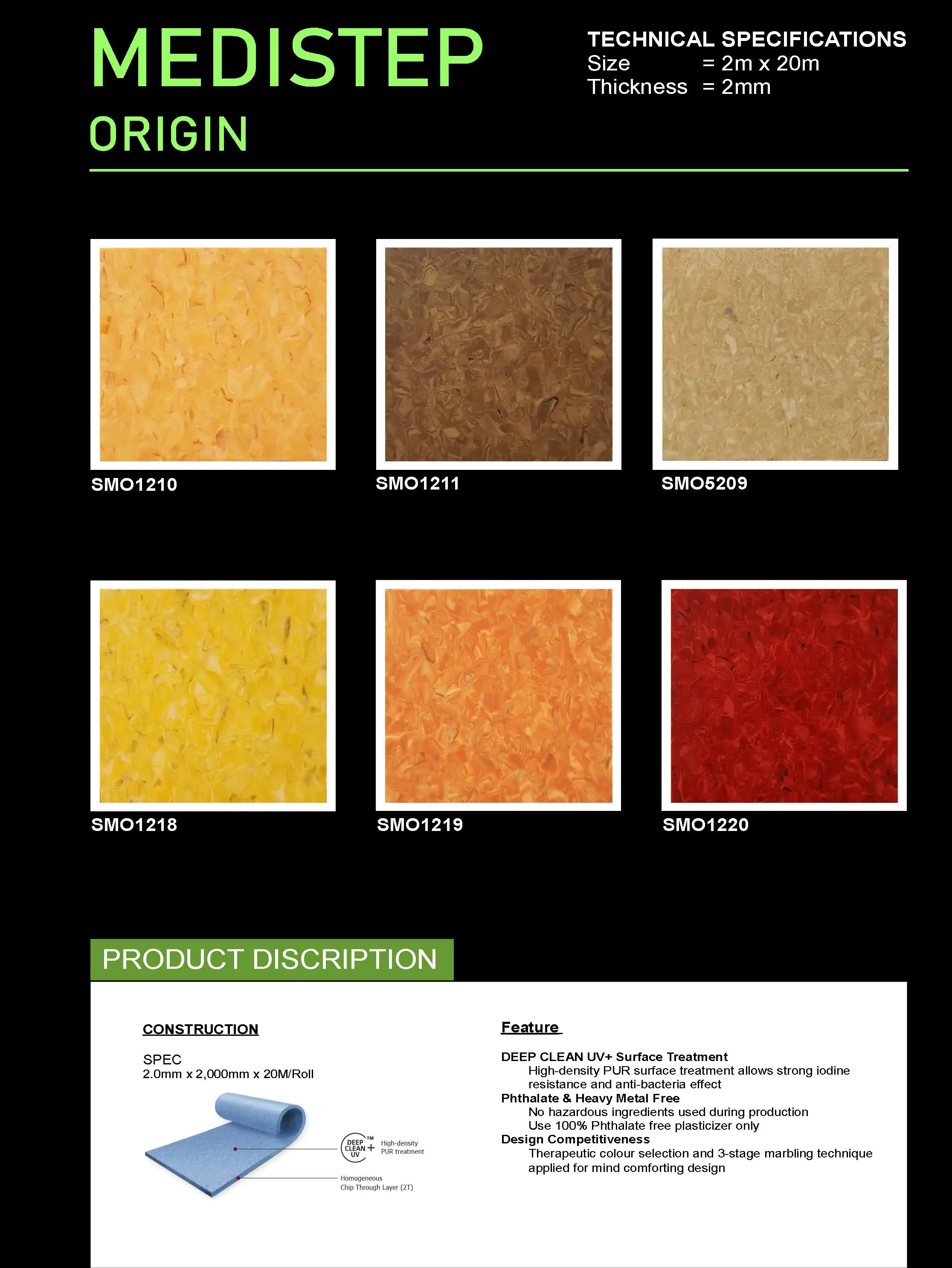 Homogenous vinyl sheet, heavy duty vinyl sheet, hospital vinyl floor